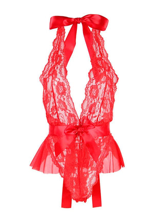 SUBBLIME - 953980 SEXY BODY MIT RÜSCHEN + GÜRTEL ROT L/XL - Sexy Dessous-Set