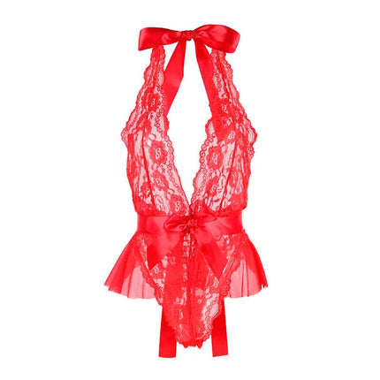 SUBBLIME - 953980 SEXY BODY MIT RÜSCHEN + GÜRTEL ROT L/XL - Sexy Dessous-Set