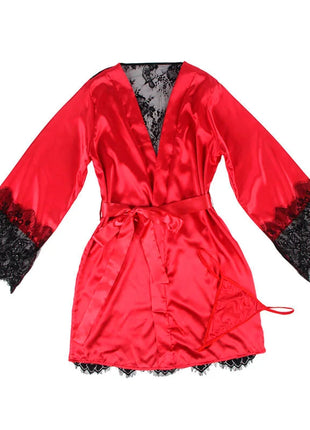 SUBBLIME - 954017 SPITZEN-UNTERHEMD MIT TRANSPARENTEM RÜCKEN UND STRING ROT/SCHWARZ S/M - Sexy Dessous-Set