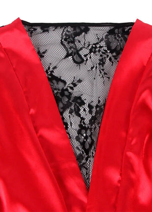 SUBBLIME - 954024 SPITZEN-UNTERHEMD MIT TRANSPARENTEM RÜCKEN UND STRING ROT/SCHWARZ L/XL - Sexy Dessous-Set