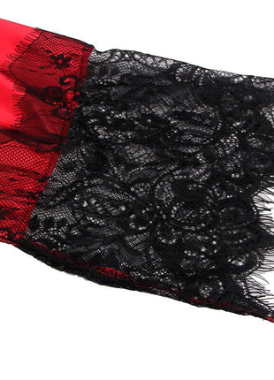 SUBBLIME - 954024 SPITZEN-UNTERHEMD MIT TRANSPARENTEM RÜCKEN UND STRING ROT/SCHWARZ L/XL - Sexy Dessous-Set