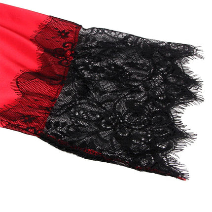 SUBBLIME - 954024 SPITZEN-UNTERHEMD MIT TRANSPARENTEM RÜCKEN UND STRING ROT/SCHWARZ L/XL - Sexy Dessous-Set