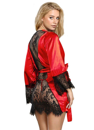 SUBBLIME - 954024 SPITZEN-UNTERHEMD MIT TRANSPARENTEM RÜCKEN UND STRING ROT/SCHWARZ L/XL - Sexy Dessous-Set