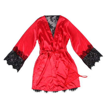 SUBBLIME - 954024 SPITZEN-UNTERHEMD MIT TRANSPARENTEM RÜCKEN UND STRING ROT/SCHWARZ L/XL - Sexy Dessous-Set