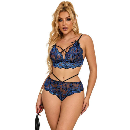SUBBLIME - 954079 BH + SLIP SPITZE BLAU L/XL - Sexy Dessous-Set