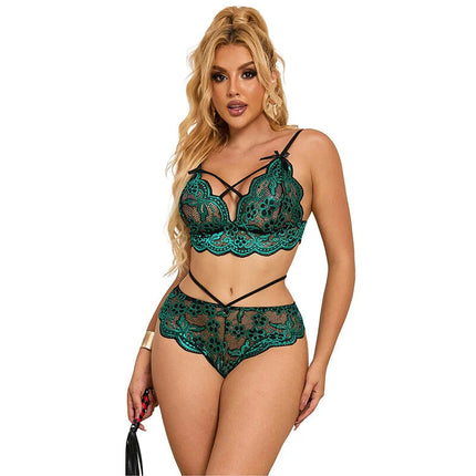 SUBBLIME - 954086 BH + HÖSCHEN SPITZE GRÜN S/M - Sexy Dessous-Set