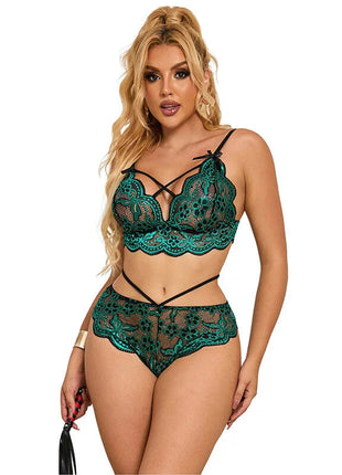 SUBBLIME - 954093 BH + SLIP SPITZE GRÜN L/XL - Sexy Dessous-Set