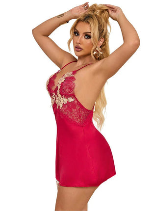 SUBBLIME - 954123 BABYDOLL MIT ROTEM BLUMENMUSTER S/M - Babydoll