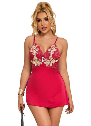SUBBLIME - 954123 BABYDOLL MIT ROTEM BLUMENMUSTER S/M - Babydoll