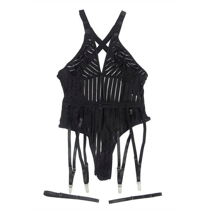 SUBBLIME - 954147 BODY MIT STRUMPFGÜRTEL SCHWARZ S/M