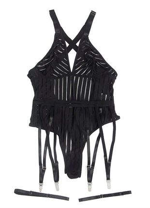SUBBLIME - 954154 BODY MIT STRUMPFGÜRTEL SCHWARZ L/XL