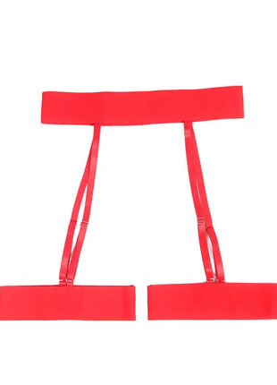 SUBBLIME - 954338 BH + STRING + STRUMPFGÜRTEL MIT HERZDRUCK ROT L/XL - Sexy Dessous-Set