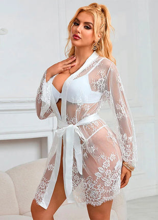 SUBBLIME - 954369 LANGÄRMELIGES NACHTHEMD MIT BLUMENMUSTER WEISS S/M - Nachtwäsche
