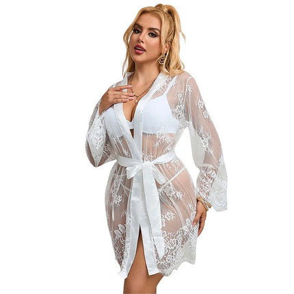 SUBBLIME - 954376 LANGÄRMELIGES NACHTHEMD MIT BLUMENMUSTER WEISS L/XL - Nachtwäsche