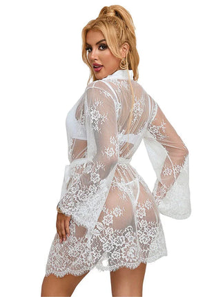 SUBBLIME - 954376 LANGÄRMELIGES NACHTHEMD MIT BLUMENMUSTER WEISS L/XL - Nachtwäsche