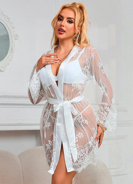 SUBBLIME - 954376 LANGÄRMELIGES NACHTHEMD MIT BLUMENMUSTER WEISS L/XL - Nachtwäsche