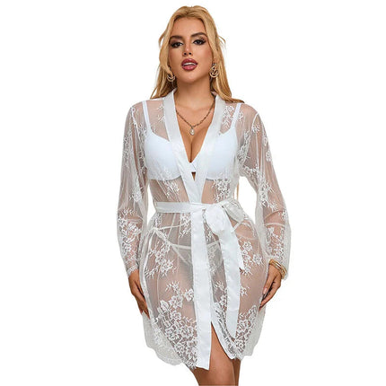 SUBBLIME - 954376 LANGÄRMELIGES NACHTHEMD MIT BLUMENMUSTER WEISS L/XL - Nachtwäsche