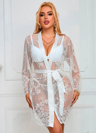 SUBBLIME - 954376 LANGÄRMELIGES NACHTHEMD MIT BLUMENMUSTER WEISS L/XL - Nachtwäsche