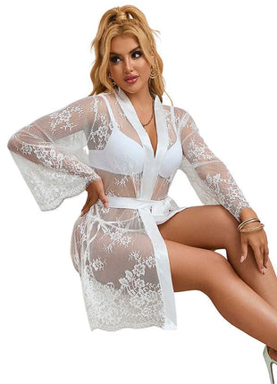SUBBLIME - 954376 LANGÄRMELIGES NACHTHEMD MIT BLUMENMUSTER WEISS L/XL - Nachtwäsche