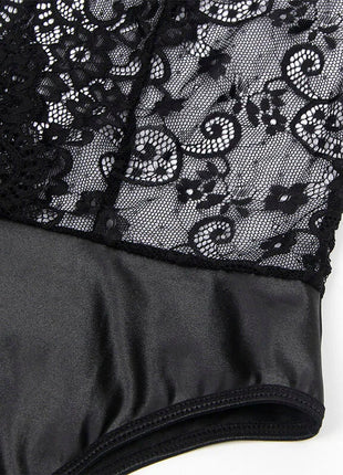 SUBBLIME - 954383 SEXY BODY MIT STRUMPFGÜRTEL SCHWARZ S/M