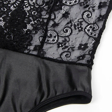 SUBBLIME - 954383 SEXY BODY MIT STRUMPFGÜRTEL SCHWARZ S/M