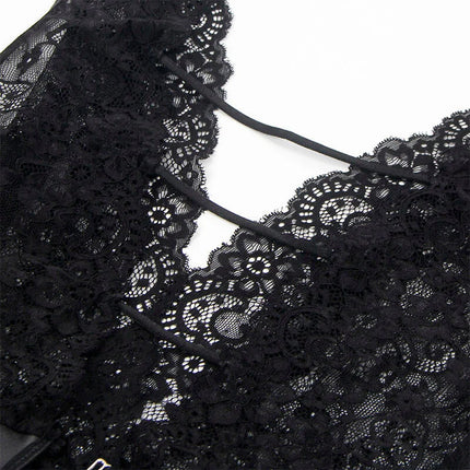 SUBBLIME - 954390 SEXY BODY MIT STRUMPFGÜRTEL SCHWARZ L/XL