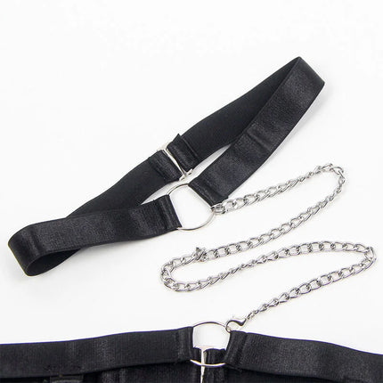 SUBBLIME - 954390 SEXY BODY MIT STRUMPFGÜRTEL SCHWARZ L/XL
