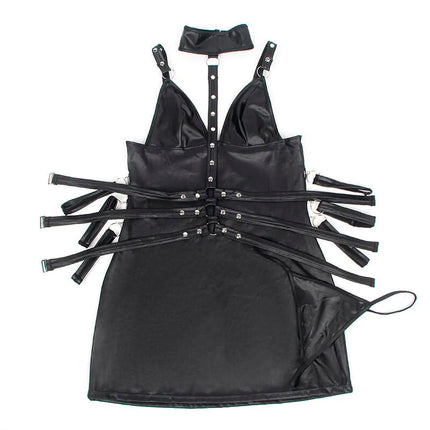 SUBBLIME - 954406 BONDAGE-KLEID AUS LEDER SCHWARZ S/M