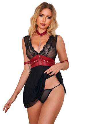 SUBBLIME - 954420 BONDAGE-KLEID AUS SPITZE SCHWARZ S/M
