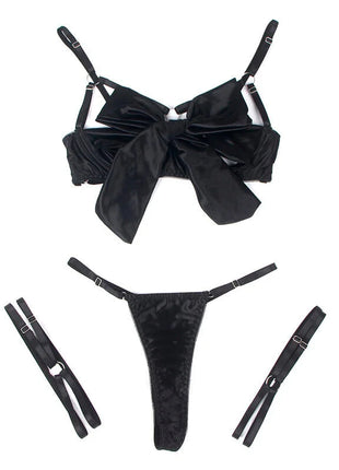 SUBBLIME - 955199 BH-SET MIT VERSTELLBARER SCHWARZER SCHLEIFE S/M - Sexy Dessous-Set