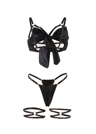 SUBBLIME - 955199 BH-SET MIT VERSTELLBARER SCHWARZER SCHLEIFE S/M - Sexy Dessous-Set