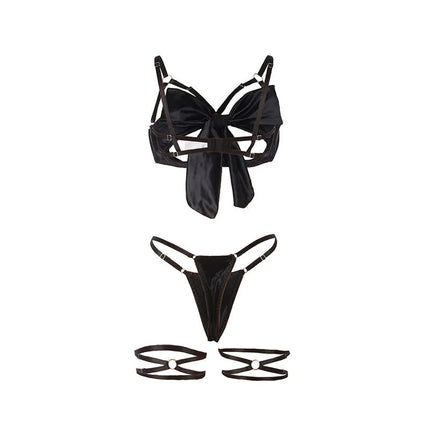 SUBBLIME - 955199 BH-SET MIT VERSTELLBARER SCHWARZER SCHLEIFE S/M - Sexy Dessous-Set