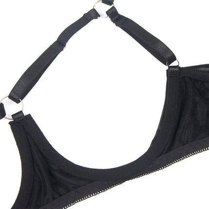 SUBBLIME - 955199 BH-SET MIT VERSTELLBARER SCHWARZER SCHLEIFE S/M - Sexy Dessous-Set