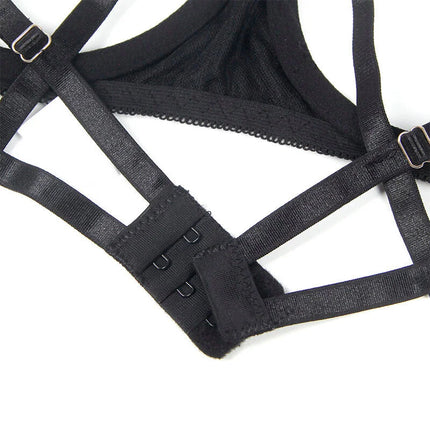 SUBBLIME - 955205 BH-SET MIT VERSTELLBARER SCHWARZER SCHLEIFE L/XL - Sexy Dessous-Set