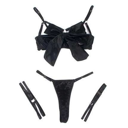 SUBBLIME - 955205 BH-SET MIT VERSTELLBARER SCHWARZER SCHLEIFE L/XL - Sexy Dessous-Set