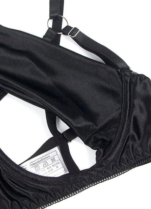 SUBBLIME - 955205 BH-SET MIT VERSTELLBARER SCHWARZER SCHLEIFE L/XL - Sexy Dessous-Set
