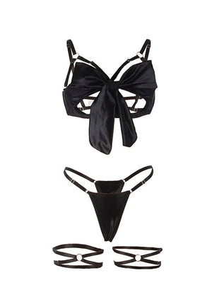 SUBBLIME - 955205 BH-SET MIT VERSTELLBARER SCHWARZER SCHLEIFE L/XL - Sexy Dessous-Set