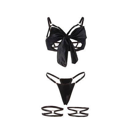 SUBBLIME - 955205 BH-SET MIT VERSTELLBARER SCHWARZER SCHLEIFE L/XL - Sexy Dessous-Set