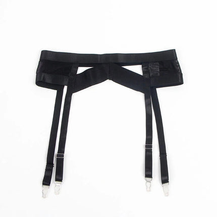 SUBBLIME - 955236 SCHWARZER BONDAGE-BH MIT STRUMPFBAND-SET S/M - Sexy Dessous-Set