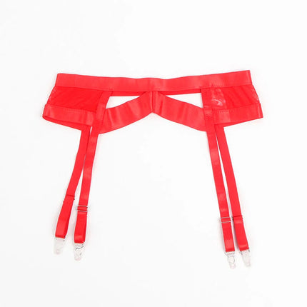 SUBBLIME - 955250 ROTER BONDAGE-BH MIT STRUMPFBAND-SET S/M - Sexy Dessous-Set