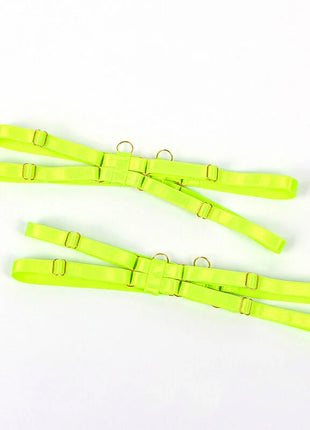 SUBBLIME - 955281 BH-SET MIT HALSKETTE UND BEINDETAILS FLUORESZIERENDES GRÜN L/XL - Sexy Dessous-Set