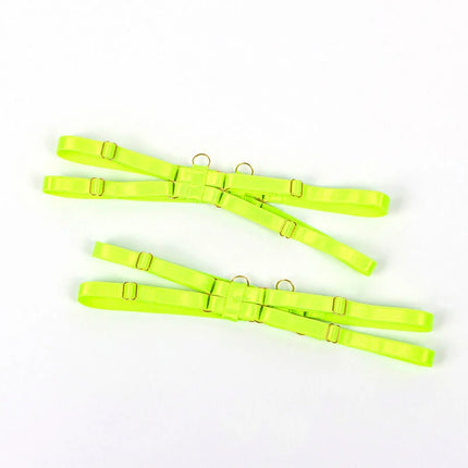 SUBBLIME - 955281 BH-SET MIT HALSKETTE UND BEINDETAILS FLUORESZIERENDES GRÜN L/XL - Sexy Dessous-Set