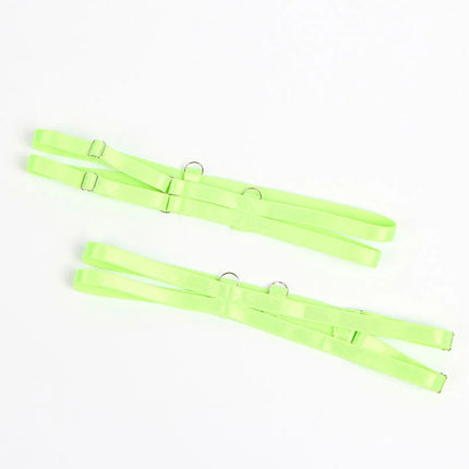 SUBBLIME - 955311 BH-SET MIT SPITZE UND STRUMPFBAND GRÜN UND BLAU S/M - Strumpfband Set