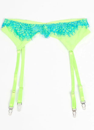 SUBBLIME - 955328 BH-SET MIT SPITZE UND STRUMPFBAND GRÜN UND BLAU L/XL - Strumpfband Set