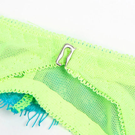 SUBBLIME - 955328 BH-SET MIT SPITZE UND STRUMPFBAND GRÜN UND BLAU L/XL - Strumpfband Set