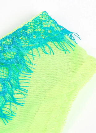 SUBBLIME - 955328 BH-SET MIT SPITZE UND STRUMPFBAND GRÜN UND BLAU L/XL - Strumpfband Set