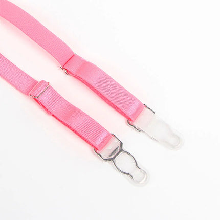 SUBBLIME - 955359 BH-SET MIT SPITZE UND STRUMPFBÄNDERN ROSA UND LILA S/M - Strumpfband Set