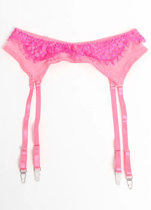 SUBBLIME - 955366 BH-SET MIT SPITZE UND STRUMPFBAND ROSA UND LILA L/XL - Strumpfband Set