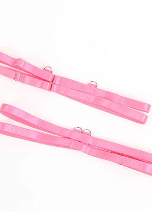 SUBBLIME - 955366 BH-SET MIT SPITZE UND STRUMPFBAND ROSA UND LILA L/XL - Strumpfband Set