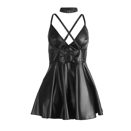 SUBBLIME - 955373 KLEID MIT SCHWARZEN LEDERTRÄGERN S/M
